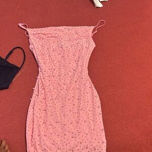 Chic Pink Embellished Mini Dress